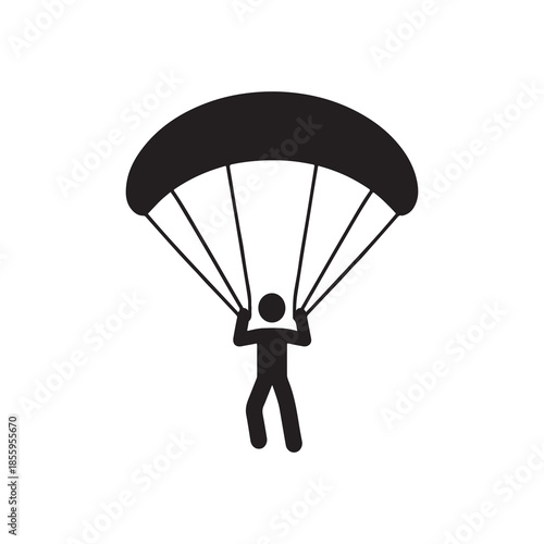 3D man flying with parachute in the sky