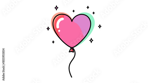 Heart Balloon: A charming heart-shaped balloon floats gracefully, exuding feelings of love, affection, and celebration, perfect for expressing heartfelt emotions.