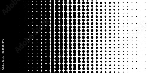 abstract gradient halftone dots background Pop art template texture Vector illustration. white and black halftone background, horizontal seamless dotted lines. The halftone texture is monochrome. 