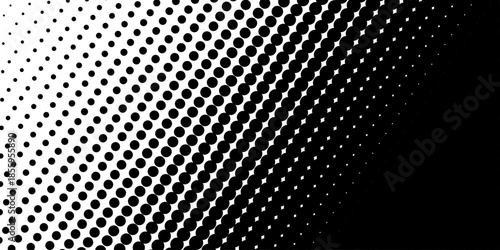 abstract gradient halftone dots background Pop art template texture Vector illustration. white and black halftone background, horizontal seamless dotted lines. The halftone texture is monochrome. 
