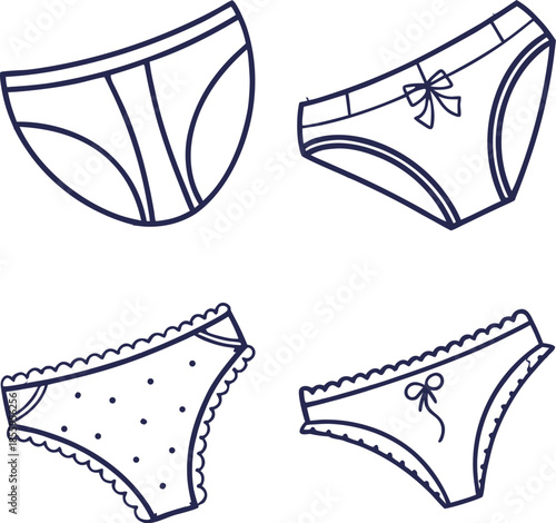 Minimal panty icon collection feminine underwear.