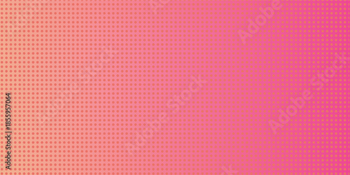Pink orange polka dots gradient halftone background. Pop art cartoon dot texture with comic graphic design, Horizontal abstract pattern wall for cover digital technology.
