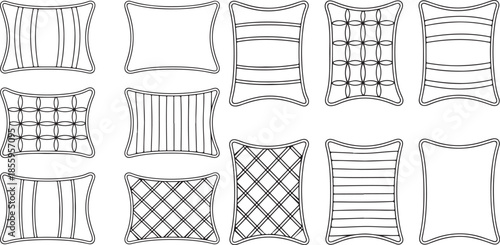 Simple doodle sketches of home interior decor pillows for bedroom or living room comfort and design concepts