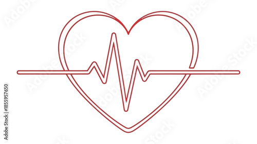 Heartbeat in Contour: A symbolic representation of a healthy heart, the image beautifully combines the iconic heart shape with a dynamic electrocardiogram, symbolizing life's vital rhythm.