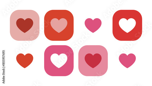 Love Symbols in vibrant hue: A collection of heart-shaped icons, each radiating a unique expression of love and affection. Capturing the essence of romance, connection, and emotional warmth.
