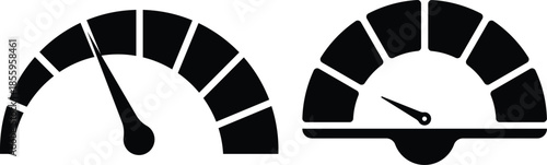 Dashboard speedometer icons set. Performance indicator sign.Rating meter signs.