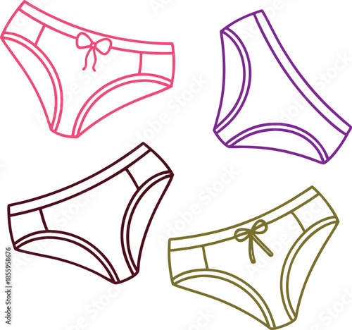 vector illustration of underwear, minimal panty icon collection feminine underwear.