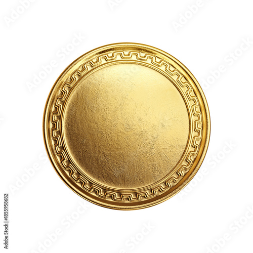 A golden metal symbol of wealth and success, this gold medal isolated on white background represents financial achievement and business excellence like a valuable currency coin in the banking world
