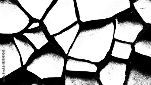 Abstract black and white cracked mosaic texture vector