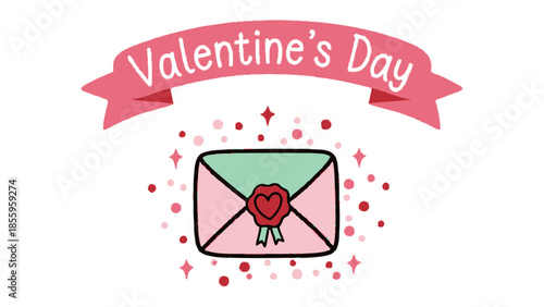Valentine's Day Greeting: Expressing love and affection, a charming Valentine's Day greeting with a lovely envelope adorned with a heart seal and festive decoration.