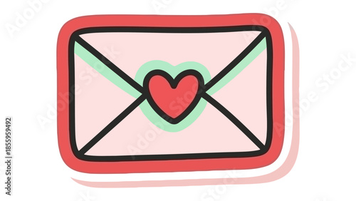 Love Letter with Heart: A sweet and heartwarming illustration of a love letter, sealed with a heart, symbolizing affection and romance.