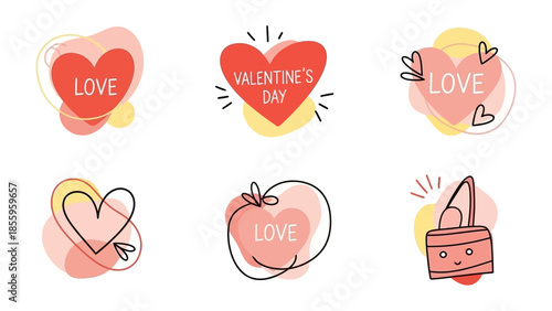 Valentine's Day Logos: A collection of charming Valentine's Day logos, each embodying the spirit of love and affection through vibrant hearts and artistic designs.