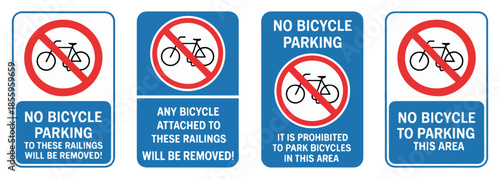 no bicycle parking sign icon set
