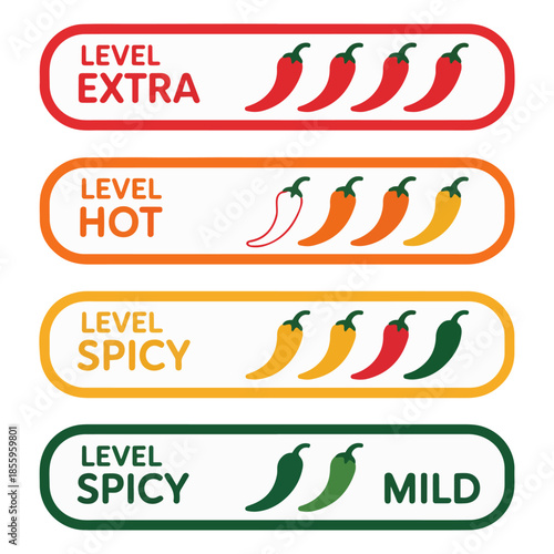 red chili spicy level icon set