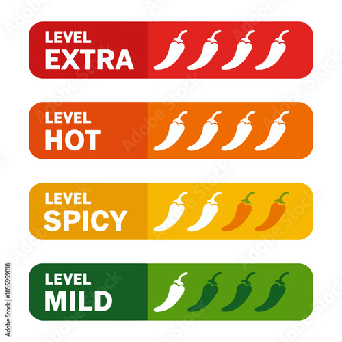 red chili spicy level icon set