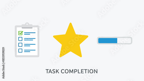 Yellow Star Task Completion Checklist with Progress Bar