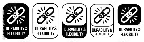 durability flexibility chain strength line icon set