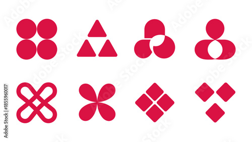 Abstract Geometric Shapes: A collection of various abstract geometric shapes, offering a minimalist aesthetic, are artfully designed with precision and simplicity.