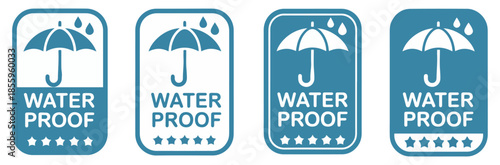 waterproof water resistant badge icon set