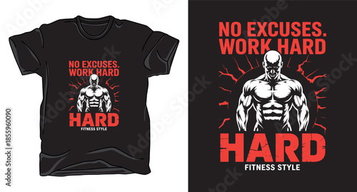 No excuse fitness graphic vector art t-shirt design print template