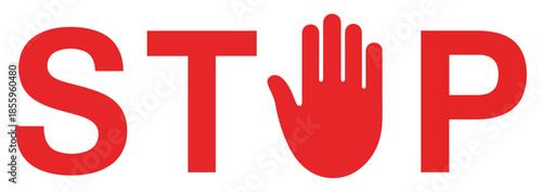 stop sign hand warning red icon