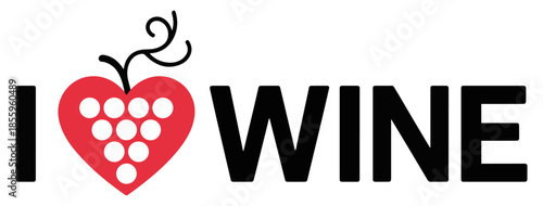 Schilderij op canvas i love wine glass logo icon