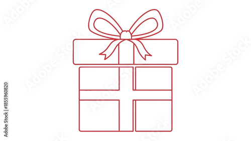 Wrapped Surprise: A delicate outline presents a gift box, the bow tied atop, a silent promise of delight. A simple yet classic design that encapsulates the joy of giving.