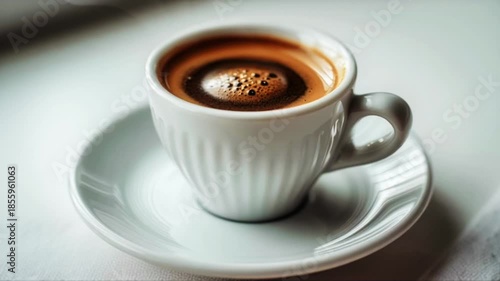 Elegant White Coffee Cup Resting on Clean Saucer