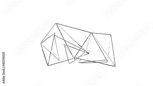 Abstract geometric wireframe polygon shapes in black line art