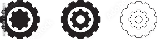 Three gear wheels in varying styles Vector