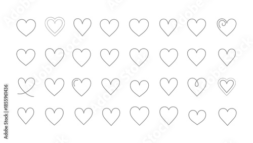 Heart Grid: A collection of heart outlines, symbolizing love, compassion, and unity. This grid is perfect for conveying emotion and celebrating connection.