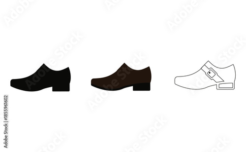 Three pairs of shoes in different colors Vector