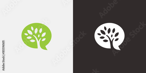 Treefilled speech bubble communication theme
