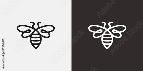 Two bee logo variations black and white