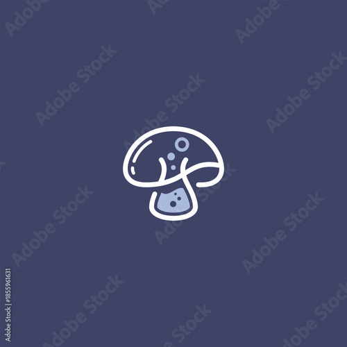 Whimsical mushroom sketch on dark background