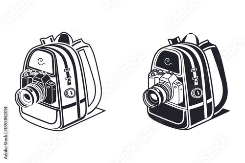 Vintage camera collection display Vector