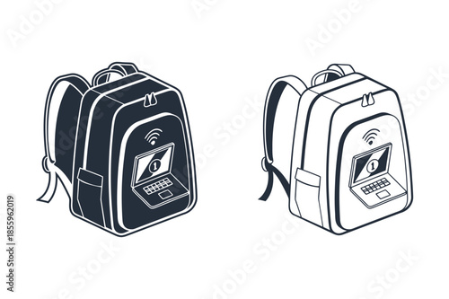 Two travel backpacks with reflective straps Vector