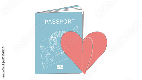 Love for Travel: An open passport, ready to embark on global adventures, is paired with a paper heart, symbolizing the passion for exploration and the joy of travel.