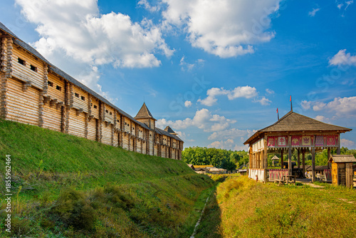 Wooden wall of an ancient Russian fortress