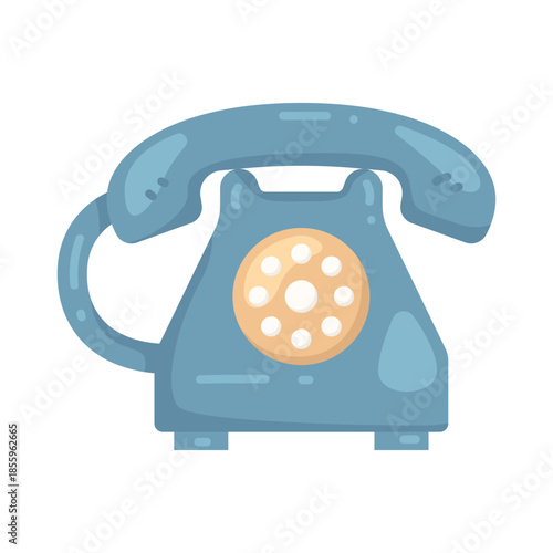 Illustration of Blue Rotary Telephone