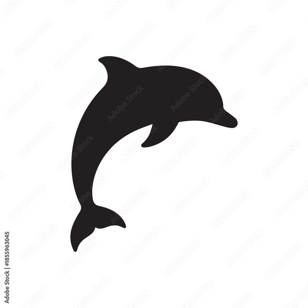 Fototapeta premium Dolphin silhouette isolated on white background vector illustration