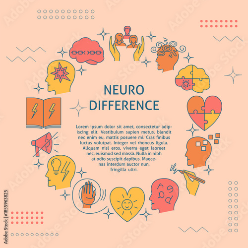 Neuro difference round banner with place for text