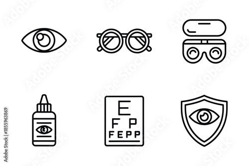 Optometry and Vision Care Outline Icon Set