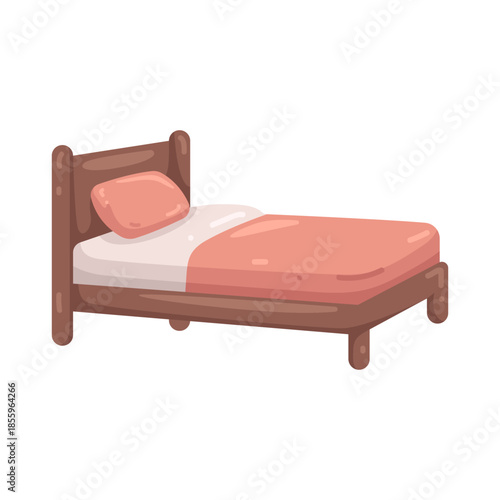 Illustration of Bed with Pink Bedding