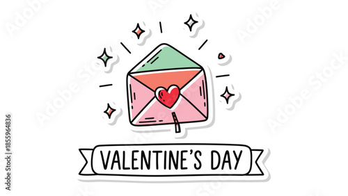 Valentine's Day Love Letter: A charming and romantic illustration showcasing a love letter with a heart, radiating with affection and joy.