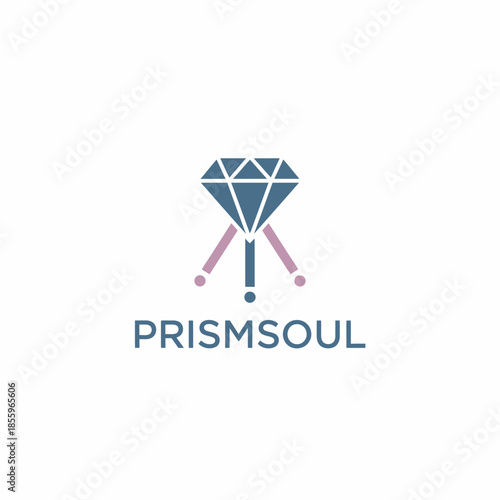 Minimalist logo featuring a blue diamond icon with three abstract lines descending from it. The brand name "PRISMSOUL" is in clean, sans-serif font
