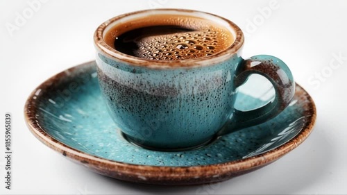 Green Coffee Cup on Matching Saucer With Rotating Camera