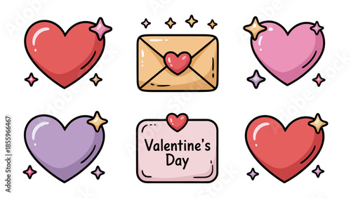 Valentine's Day Icon Set: A vibrant collection of Valentine's Day icons, each conveying the warmth and affection associated with the special day.