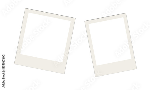 Bilde på lerret Two tilted polaroid style photo frames overlapping each other on transparent bac