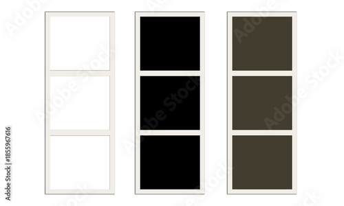 Foto Professional film strip layout with three frames featuring transparent black and
